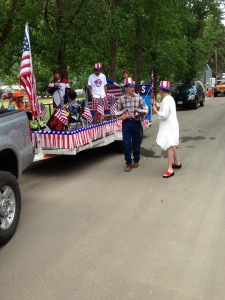 Adam and Sally (With flags and candy for the kids)